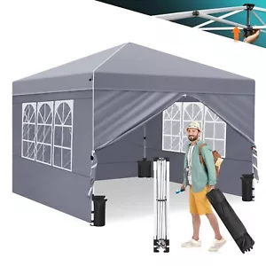 Ej.Victor Gazebo One Push Pop up Gazebo with Sides 3mx 3m Wheeled Bag Grey - Picture 1 of 6