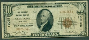 $10.00 Nuevo, Elmhurst NB, NUEVA YORK, NY, 1929, fr. #1801-1, en muy buen estado - Imagen 1 de 2