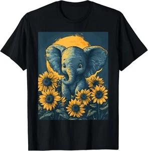Elephant Sunflower Girls Decor Boys Kids Sunflower Elephant T-Shirt Hoodie - Picture 1 of 19