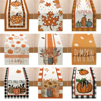 Pumpkin Maple Leaves Sunflower Vase Table Runner for Kitchen Dining Table Decor - Image 1 of 4
