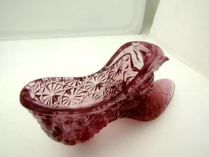 Fenton Glass Pink Daisy And Buttons Cat Head Vintage Shoe Slipper Figurine - Picture 1 of 10