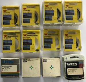 NEW LOT OF 18 Camera Lens Filters Tiffen Hoya Kenko UV Guard Haze B&W 49mm 55mm  - Picture 1 of 5