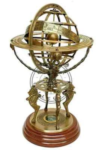 Solid Brass Armillary Dial 18" Sphere World Globe Desktop Table Lion Armillary - Picture 1 of 10