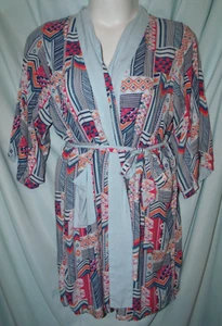 Vera Bradley Multicolor Geometric Reversible 3/4 Slv Robe Women's S/M - Picture 1 of 5