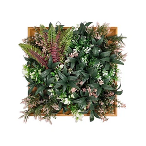 Artificial Plants Green Wall Decor with Square Wooden Frame 12in, Dark Green - Picture 1 of 7