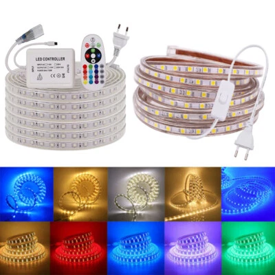 220V 230V Dimmbar 2835 5050 LED Strip Streifen Lichtleiste Lichtband Wasserdicht - Bild 1 von 4