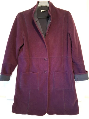 Susan Graver Weekend Reversible Fleece Jacket Magenta Gray MED Cozy Outdoor Wear - Image 1 of 4
