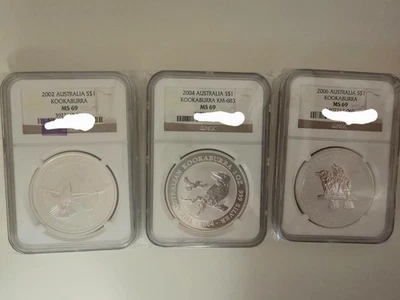 2002,2004,2006 1oz kookaburra key date coin NGC MS 69(total 3coins) - Image 1 of 4