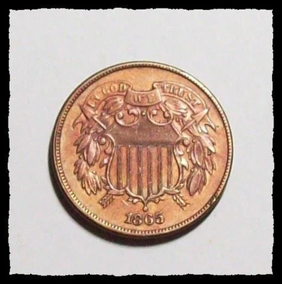 1865 TWO CENT PIECE COIN  Great Eye Appeal Sharp XF++ / AU #19D53 - Image 1 of 2