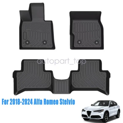 Front & Rear Floor Mats Liner 3D For 2018-2024 Alfa Romeo Stelvio TPE Anti-Slip - Image 1 of 4