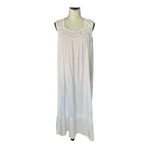 Eileen West Pink Cotton Nightgown Medium M Sleeveless Pintuck Long Maxi Dress - Picture 1 of 5