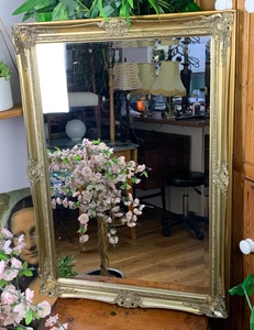 VINTAGE VICTORIAN STYLE ORNATE GOLD OVER MANTLE FIREPLACE WALL MIRROR 41"x 30" - Picture 1 of 5