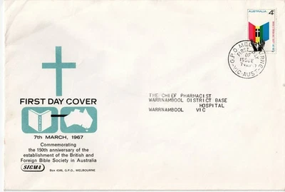 1967 Sigma 1st Day Cover, Brit Bible, 4c matching stamp, Postmarked Melbourne(C) - Image 1 of 3