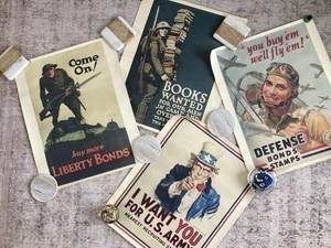 (4) Vintage 1973 WWI Reprint Books Bonds Defense Recruiting Posters 16” x 20” - Picture 1 of 8