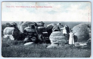 Postal de Rock City de 1907-10 cerca de Minneapolis Kansas The West Fortion - Imagen 1 de 2