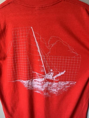 复古 80 年代密歇根帆船划船单针 T 恤美国制造 L 码 — 第 1/4 张图片