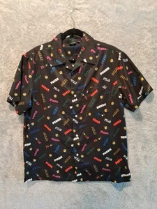DISNEY / PIXAR LOGOS All-Over Print Button-Up Short Sleeve Shirt Men's Large - Picture 1 of 7