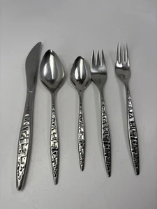 MCM DE COLECCIÓN Lyon Acero Inoxidable Satinado CORTEZ AZTEC Brutalist 5 Piezas Ajuste de Lugar para 1 - Imagen 1 de 3