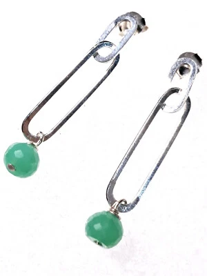 ECHTER NATUR Chrysopras Ohrringe Ohrstecker 925 Sterling Silber Ohrhänger - Bild 1 von 4