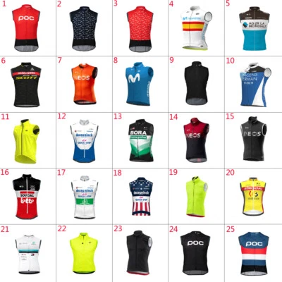 Mens TEAM Cycling Vests cycling jerseys Cycling Sleeveless Jersey Windproof vest - Image 1 of 3
