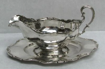 BOTE CON SALSA GORHAM PLATA ESTERLINA CON BANDEJA INFERIOR DE 8" #801 Foto 1 de 4
