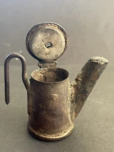 Antike Zinn Kohle Bergleute Lampe-Monogahela Tal Schild & Stern 2,75" - Bild 1 von 6