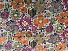 Mod-Looking Vintage Fabric - Big, Bold Flowers in Olive/Burnt Orange, Fuschia
