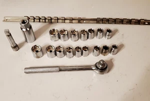 1/4" and 3/8" Drive Socket Wrench Metric and SAE Ratchet Driver Set - Picture 1 of 5