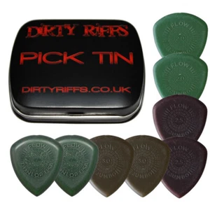 8 x selecciones de guitarra Dunlop Flow Jumbo / púas - 2 de cada una en una práctica lata de selección - Imagen 1 de 1