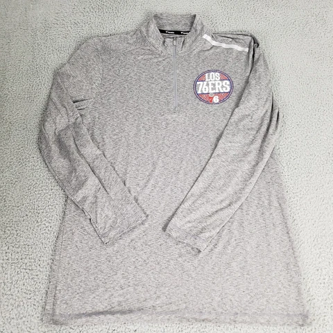 Philadelphia 76ers Jacket Mens Extra Large Gray Fanatics Pullover Zip LS Logo Cover