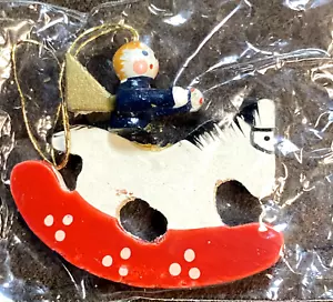Vintage 2 Inch Mini Rocking Horse Christmas Ornament - Picture 1 of 4