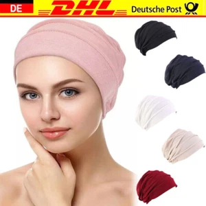 DE Damen Turban Kopf Schal Chemo Hut Hijab Mütze Kopftuch Beanie Krebs Kappe - Bild 1 von 23