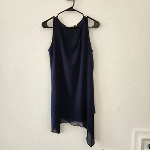 Marineblaues transparentes ärmelloses Minikleid mit weicher Umrandung Größe Small - Bild 1 von 5