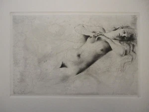 Radierung Kupferdruck CARL JOSEF BAUER * Schlaf * Art Deco Akt - Bild 1 von 1