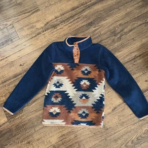 Liv Outdoor Fleece Quarter Button Down Aztec Design Youth Size 10/12 Boys - Picture 1 of 7