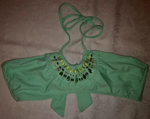 Ocean Pacific Juniors Bikini Top Mint Green With Gemstones Size L - Picture 1 of 3