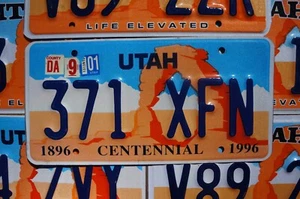 UTAH LICENSE PLATES - ORANGE ARCHES License Plate - Life Elevated or Centennial - Picture 1 of 3