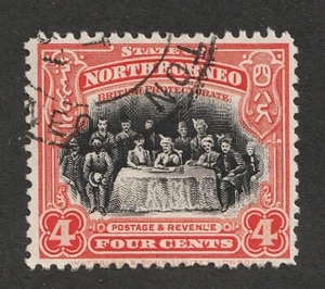 1909-22 North Borneo Sc# 140 - 4¢, Politics. Used, postally canceled. - Picture 1 of 1