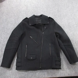 Alexander Wang Jacke Womens 10 H&M Wool Blend Biker Assymetrical Zip Moto Coat - Picture 1 of 9
