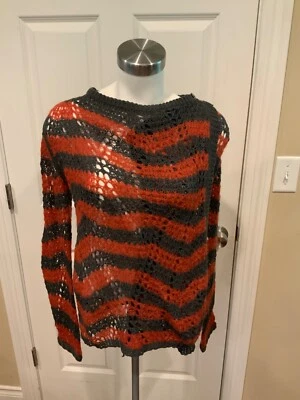 Guinevere Anthropologie 红色和灰色宽松针织开衫裹身毛衣,尺寸 XS — 第 1/4 张图片