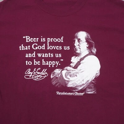 Camiseta Revolutionary Boston Benjamin Franklin Beer Is Proof Para Hombre Grande Granate Foto 1 de 4