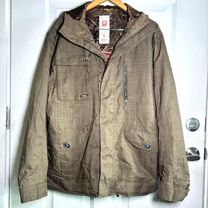 Burton Esquire Snowboard Ski Jacket Large Hooded 2008 Brown Pinstripe EUC - Picture 1 of 22