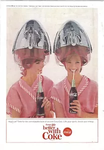 Vintage 1965 Coca-Cola Magazine Ad Pink Ladies Under Hair Dryers - Picture 1 of 2