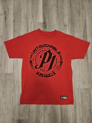 AJ Styles Untouchable Mens Red T-shirt Size M Excellent Condition WWE Wrestling - Image 1 of 4