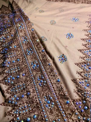 New VOCAL Womens PEARLIZED CRYSTAL TAUPE AZTEC BLING LEGGINGS PANTS S M USA - Image 1 of 4