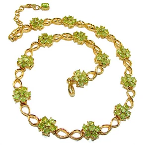 Peridot Statement Necklace 14K Gold over 925 Sterling Silver Handmade 49g - Picture 1 of 4
