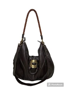 Nuovedive Dark Brown Leather Shoulder Bag Hand Bag Purse Removable Strap Braid - Picture 1 of 19