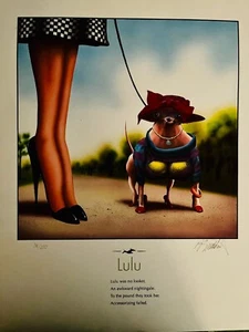 Berkeley Breathed SIGNIERTER Druck mit fehlerhaften Hunden - Lulu - Bild 1 von 3