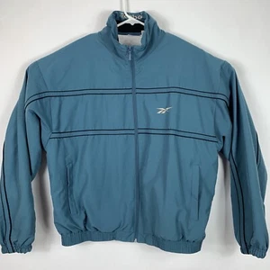 Reebok Size Large Jacket Track Zip Up Bomber Pockets Blue Gray Activewear Mens  - Picture 1 of 4