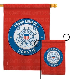 Proud Mom Coastie Garden Flag Coast Guard Armed Forces Gift Yard House Banner - Picture 1 of 17